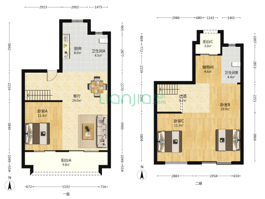 天荟苑 3室1厅2卫 151平方