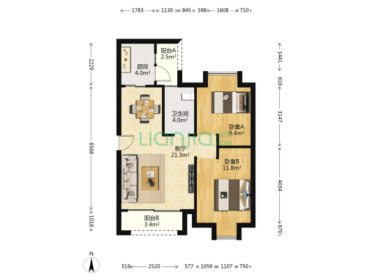 盈创水悦轩 2室1厅1卫 69平方