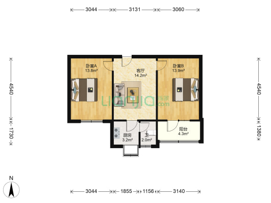 增辉楼 2室1厅1卫 63平方