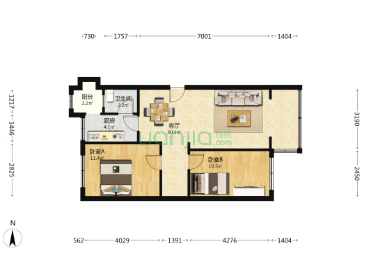 清溪东路2号 2室1厅1卫 71平方
