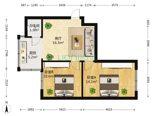 潘家湾44号 2室1厅1卫 49平方