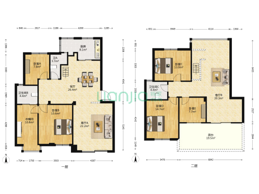 鼓楼庭院 5室3厅3卫 171平方