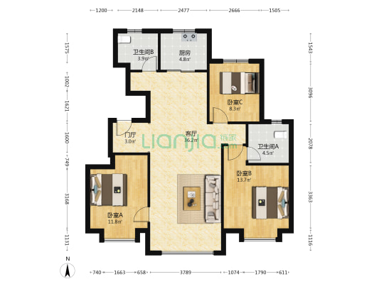 阳光城文澜公馆 3室1厅2卫 116平方