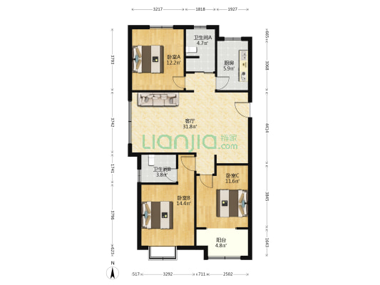 丰县书香华府 3室1厅2卫 125平方