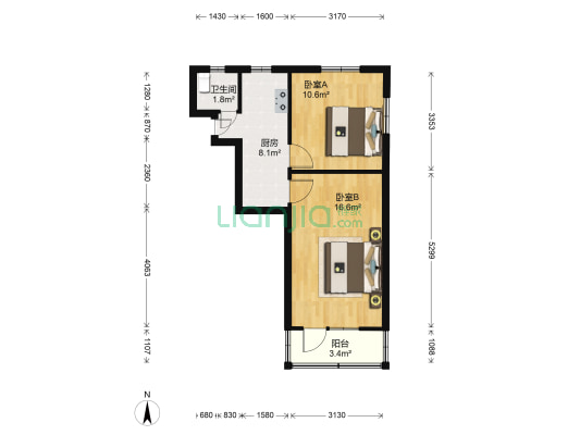潍坊一村 2室0厅1卫 51平方