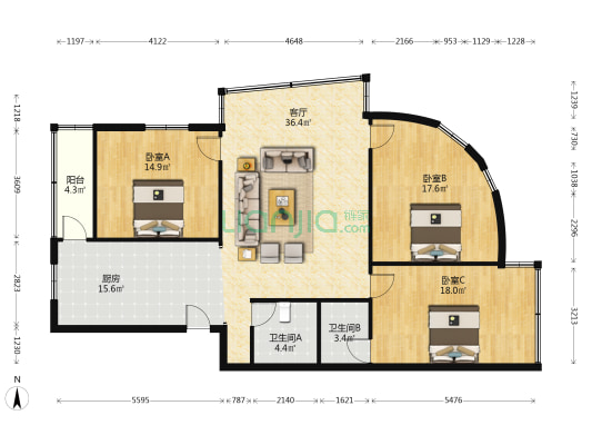 龙宁路214-230号(双号) 3室1厅2卫 138平方