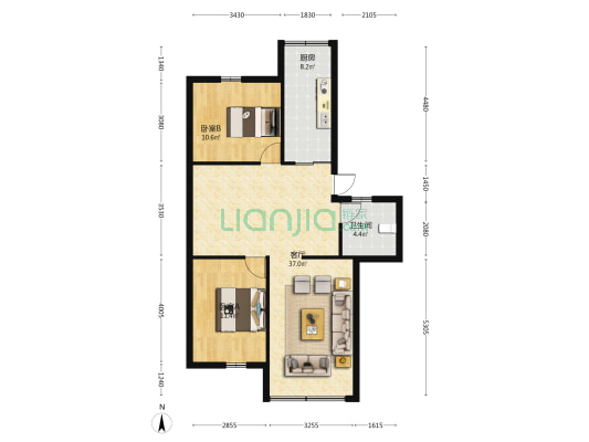 马家岭路15号 2室1厅1卫 84平方