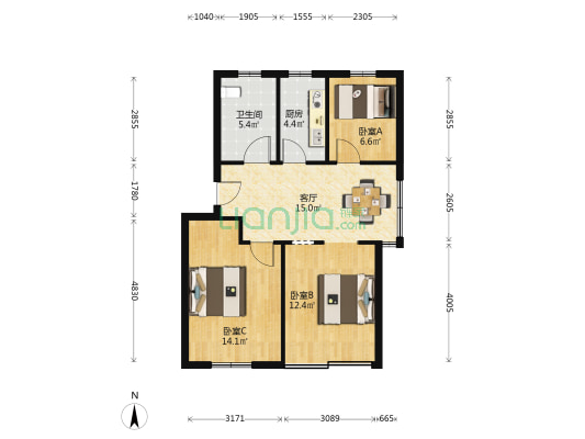 海浒新村 3室1厅1卫 72平方