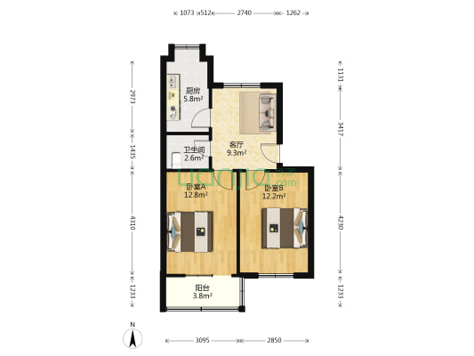 河南省农科院东家属院 2室1厅1卫 60平方