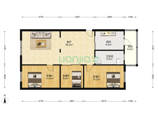 文林街 3室1厅1卫 138平方