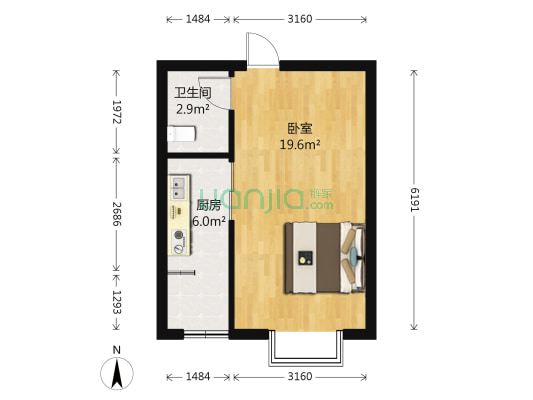 晖达新领地 1室0厅1卫 35平方