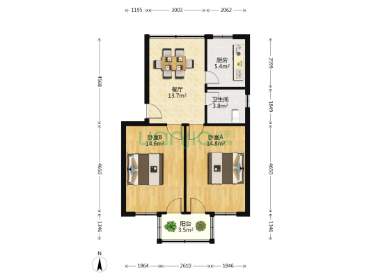 复兴北路492号弄 2室1厅1卫 64平方