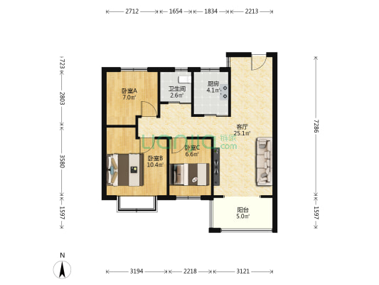 壹城观泓 3室1厅1卫 88平方