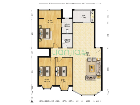 胜利家园 3室1厅2卫 160平方