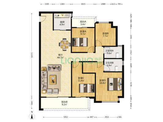 金茂建发泊悦 4室1厅2卫 143平方