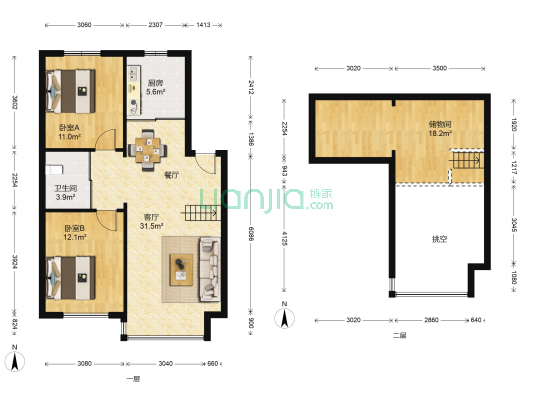 中房上东花墅7.1期 2室1厅1卫 83平方