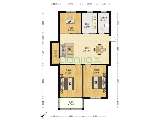 盛岸二村175-197号 3室1厅1卫 106平方