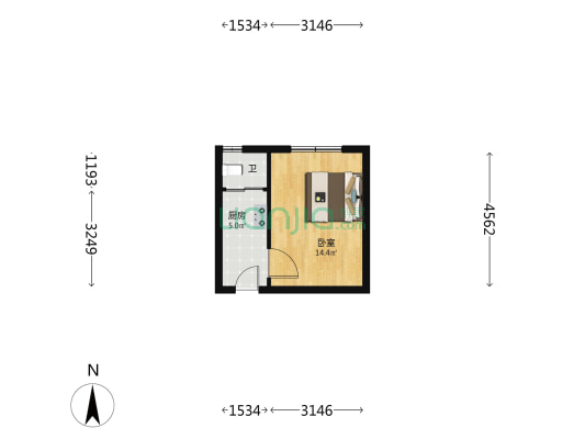 莱威尔公馆 1室0厅1卫 32平方