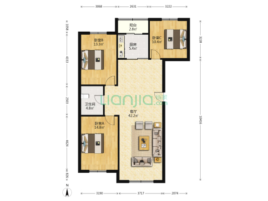 林苑雅居 3室1厅1卫 126平方