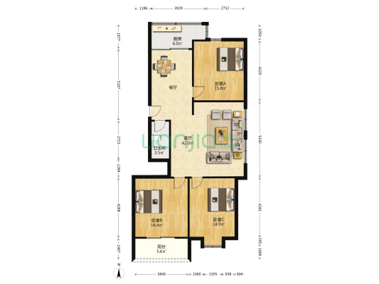 中利佳园 3室1厅1卫 120平方