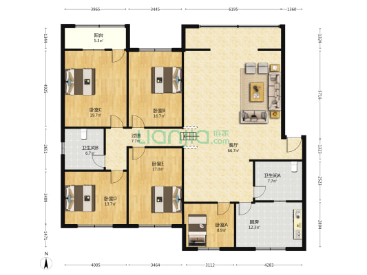 广益小区 5室1厅2卫 213平方