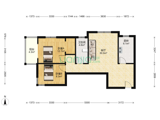 宏远景园 2室1厅1卫 92平方