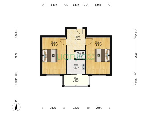 香茗小区 2室1厅1卫 62平方