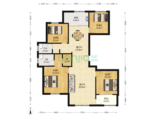维科馨院西区 4室2厅2卫 137平方