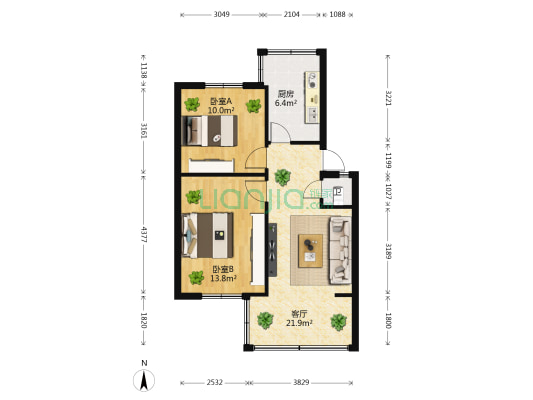 省委11号院 2室1厅1卫 49平方