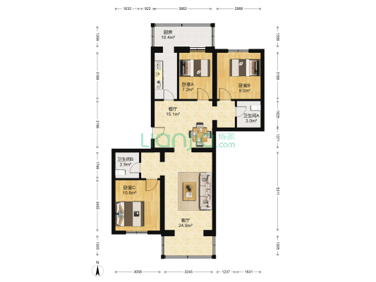 行宫南区 3室2厅2卫 110平方