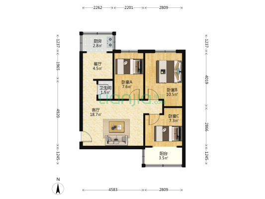 东十道巷39号院 3室2厅1卫 70平方