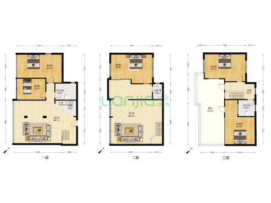 新天地2期 5室2厅3卫 108平方