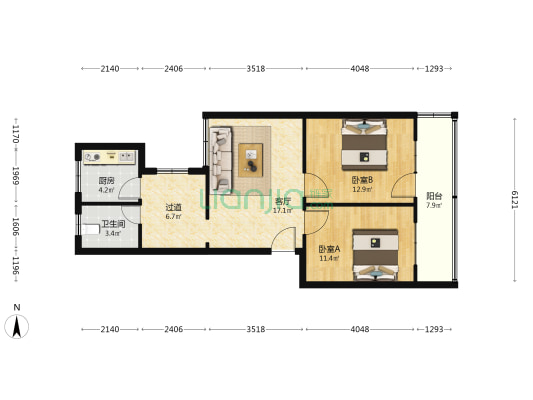 郑汴路49号 2室1厅1卫 79平方