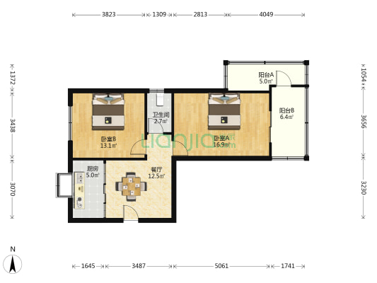 工农村北区 2室1厅1卫 58平方