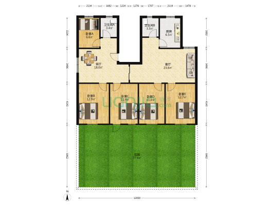 西苑小区 5室2厅2卫 133平方