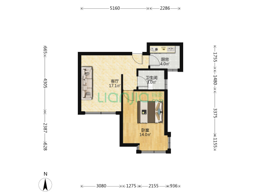 南仓新苑 1室1厅1卫 63平方