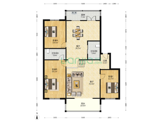 长虹公寓 3室2厅2卫 160平方