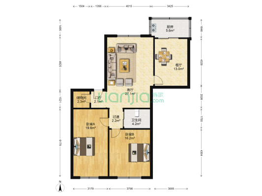 金湾小区 2室2厅1卫 112平方