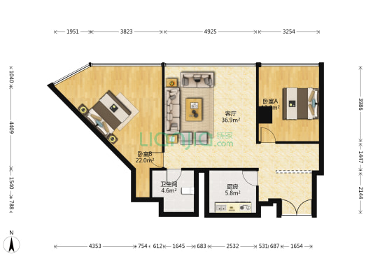 阳光大厦 2室1厅1卫 136平方