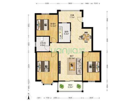 金御祥苑 3室2厅1卫 131平方