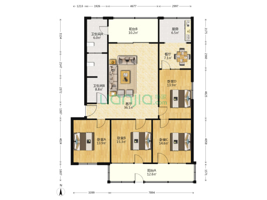 建设路99号 4室2厅2卫 143平方