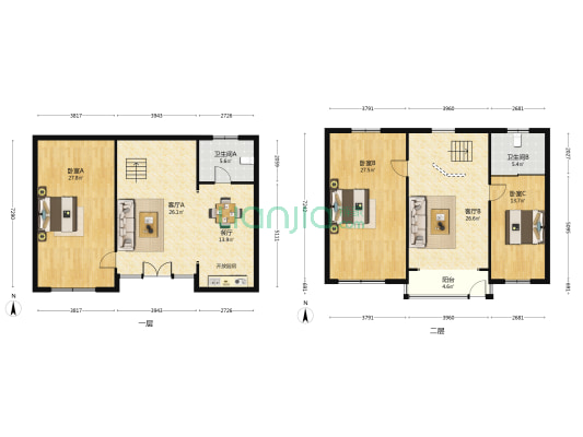 芳东村三组 3室3厅2卫 158平方