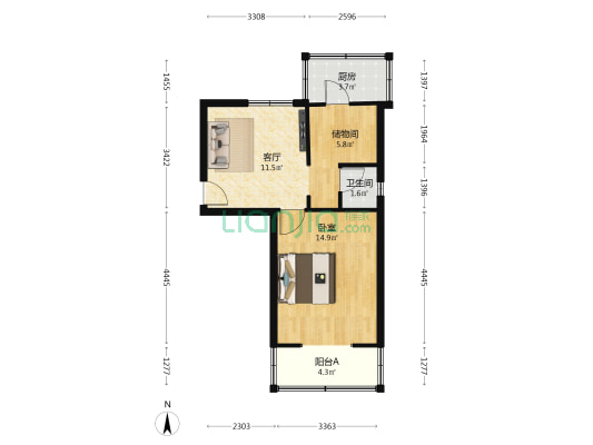 黎明一村 1室1厅1卫 49平方