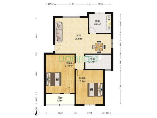 汾安西路1135号 2室1厅1卫 85平方