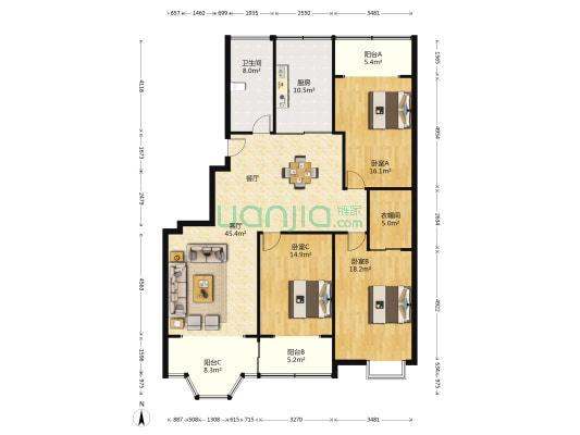 望江大厦 3室1厅1卫 167平方