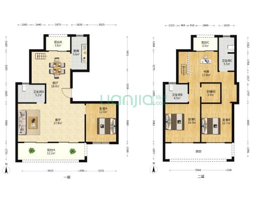元升朗园 4室2厅3卫 188平方