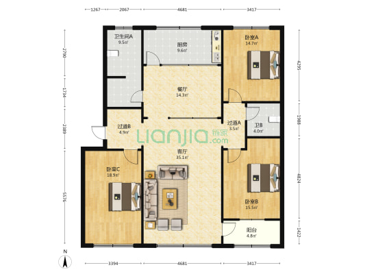 建设银行家属院小区 3室2厅2卫 147平方