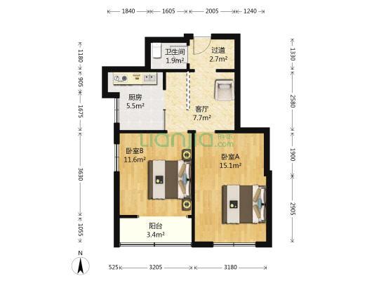 基隆路 2室1厅1卫 58平方