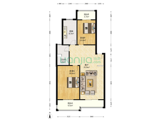 锦狮丽苑 2室1厅1卫 102平方