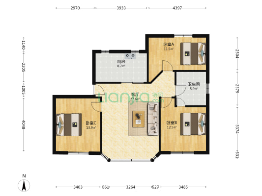 海天苑新村 3室1厅1卫 95平方